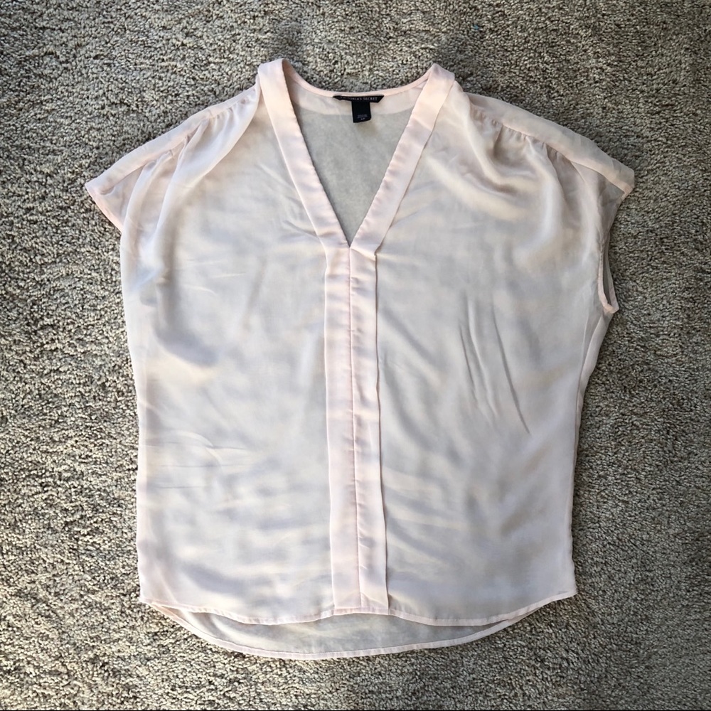 Sheer blush pink cap sleeve top, Victoria’s Secret